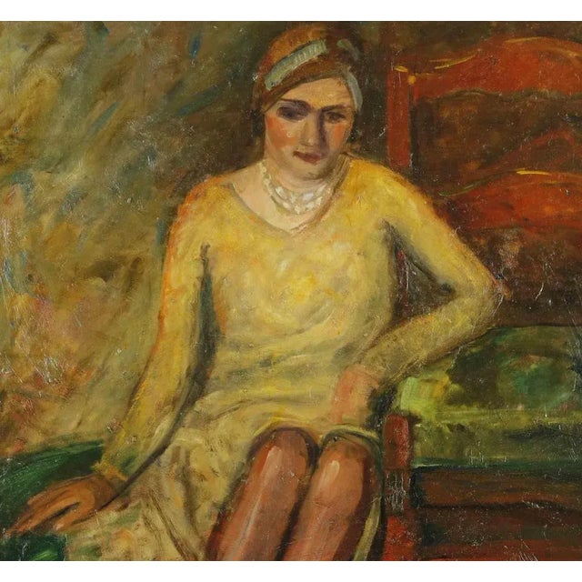 Lady is an orignal modern artwork realized by Antonio Feltrinelli in the 1930s. Mixed colored oil painting on canvas. Not...