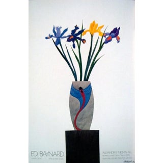 1980 Ed Baynard 'Flowers in Vase on Black Stand' Offset Lithograph For Sale