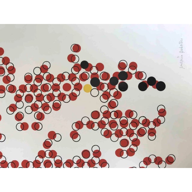 Red Circles is a beautiful colored screen print realized by Mario Padovan in 1977. Hand-signed in pencil on the lower...
