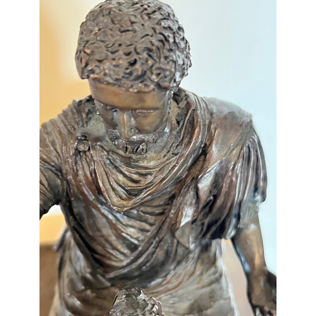 Late 20th Century Bronze-Style Roman Equestrian Statue, Marcus Aurelius Reproduction, Heavy Weighted Scholar’s Desk Piece For Sale - Image 4 of 10