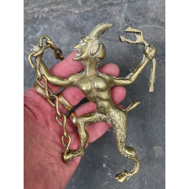 1900 - 1909 1900s Victorian-Era Solid Brass Satyr/Devil Fireplace Damper/Flue-Pull For Sale - Image 5 of 7