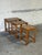 Oak Floral Ceramic Tile-Top Nesting Tables Set of 3 Spindle Legs Traditional Vintage For Sale - Image 9 of 10