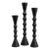 Modern Matte Black Turned Metal Candle Holders - Set of 3 For Sale