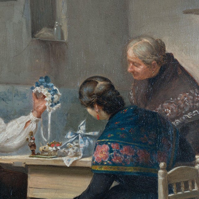 Thomas Garcia Sampedro, Traveling Toy Seller, 1890s, Oil Painting on Panel For Sale - Image 5 of 9