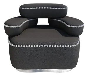 Leather Black Alfie Lounge Chair by Melis Tatlicibasi
