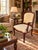 1990s Ethan Allen French Louis XV Style Carved Cherry Armchair in Cream Damask For Sale - Image 5 of 11