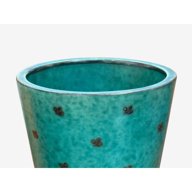 Wilhelm Kage, Green Ceramic, Argenta Vase, Sweden, 1930s For Sale - Image 4 of 8