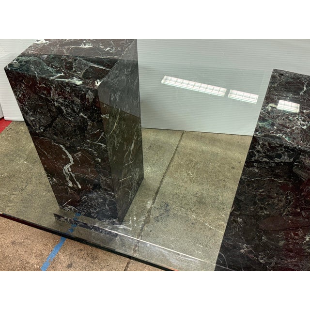 Vintage Faux Marble With Tempered Glass Dining Table For Sale - Image 10 of 12