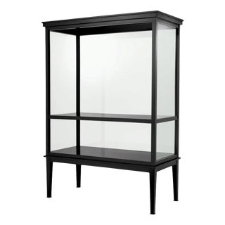 Black Display Cabinet in Wood Veneer and Clear Glass For Sale