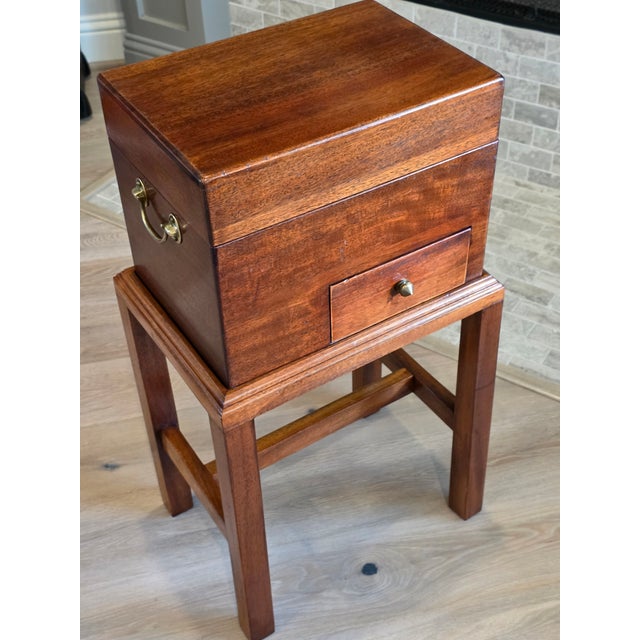 Victorian 19th Century English Victorian Era Mahogany Apothecary Travel Chest Box on Stand With Glass Jars For Sale - Image 3 of 18