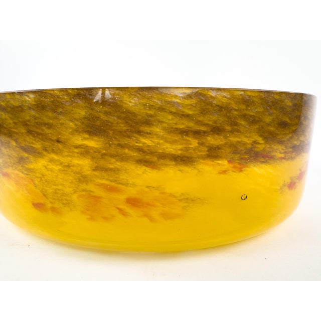Signed Degué Art Deco Marbled Glass Centerpiece Bowl in Wrought Iron Mount, France 1930s For Sale - Image 17 of 18