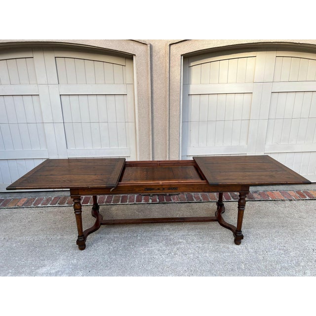 Antique English Oak Refectory Dining Table Jacobean Double Leaf 10 Ft. C1930 For Sale In Dallas - Image 6 of 18