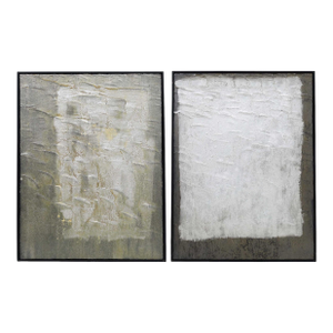 Renato Freitas Diptych "Silver 1 and Silver 2, Framed Art