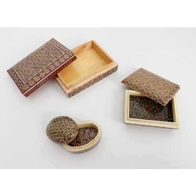 Mid 20th Century Mid 20th Century Persian Mosaic Boxes - Collection of Three For Sale - Image 5 of 7