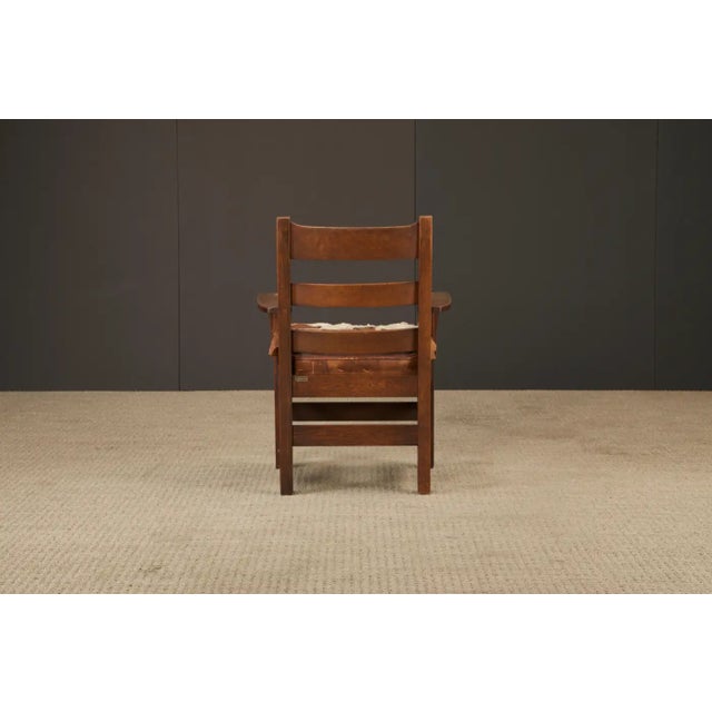 L. & j.g. Stickley Mission Oak Ladder-Back Armchair, C. 1910, Signed For Sale - Image 14 of 18