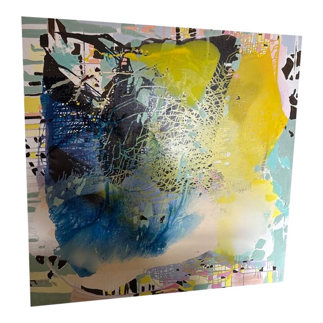 Vintage Jackie Saccoccio Square Portrait (Spring) 2015 Oil and Mica on Linen For Sale