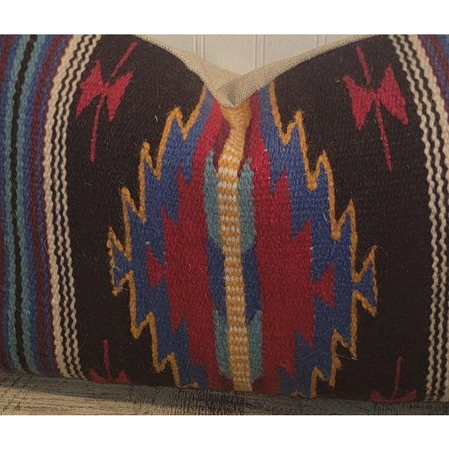Mexican Indian weaving pillow with cotton linen backing.The insert is down & feather fill.