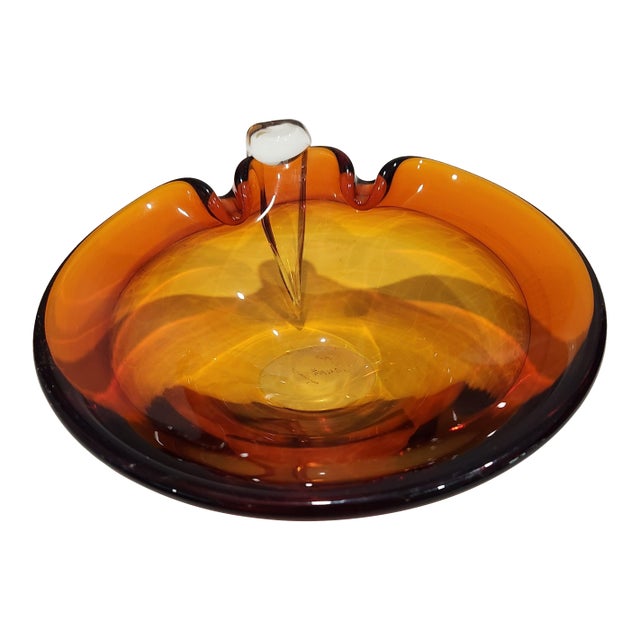 Vintage Amber Color Murano Style Bowl For Sale