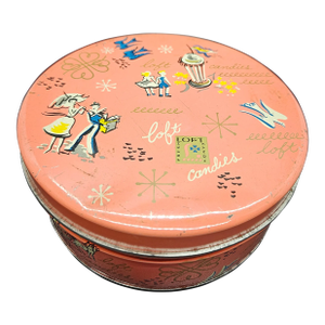 Vintage Loft Candies Pink Tin 1950's
