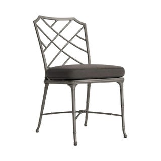 Brown Jordan Calcutta Side Chair, Mica frame with Fusion Charcoal fabric For Sale
