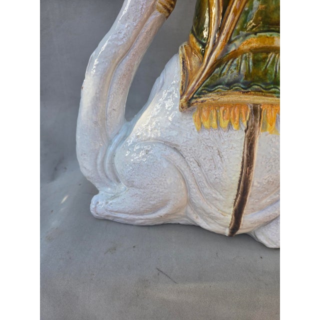 Mid 20th Century Vintage Majolica Style Camel Garden Seat For Sale - Image 5 of 14