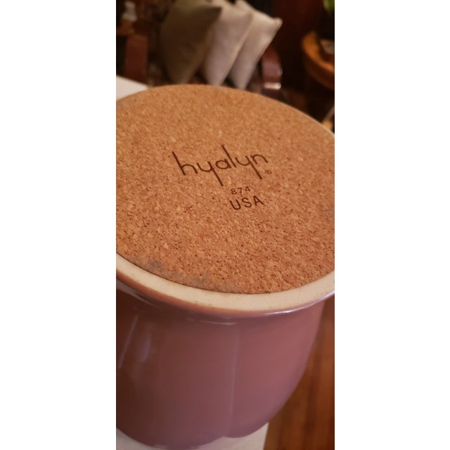 Vintage 1950s Hyalyn Pottery Tall Chunky Peach Vase With Lid For Sale - Image 4 of 9