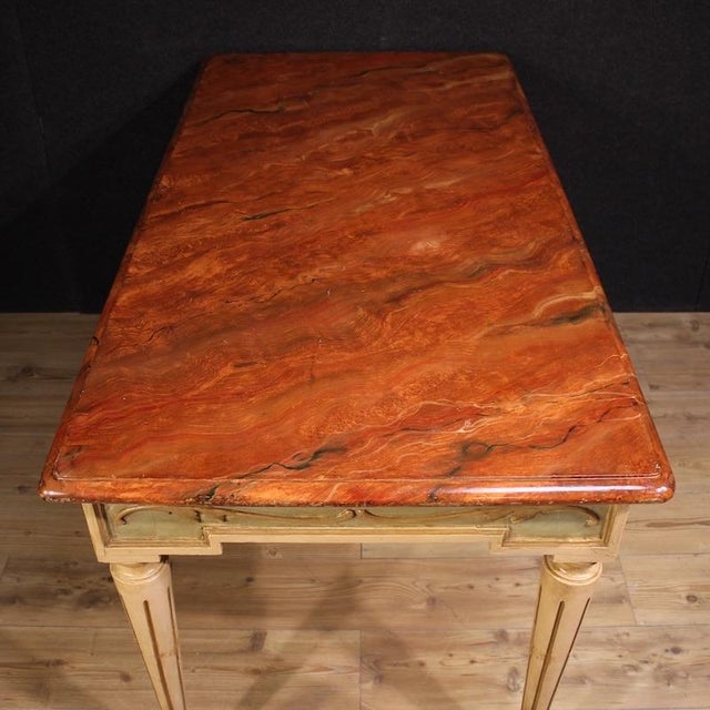 20th Century Louis XVI Lacquered and Painted Table, 1950s For Sale - Image 10 of 12