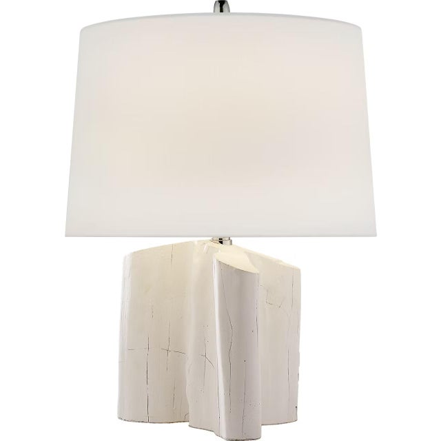 Modern Thomas O'Brien by Visual Comfort Signature Carmel Table Lamp in Plaster White with Linen Shade For Sale - Image 3 of 3