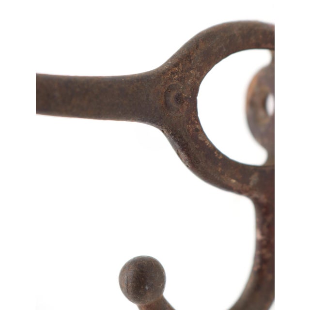 Antique Cast Iron Ball Tip Double Arm Wall Hook For Sale - Image 4 of 5