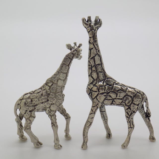 2 X Vintage Italian Handmade Genuine Silver Giraffes Figurine Miniatures, Made in Varese (Va), Italy For Sale - Image 6 of 9