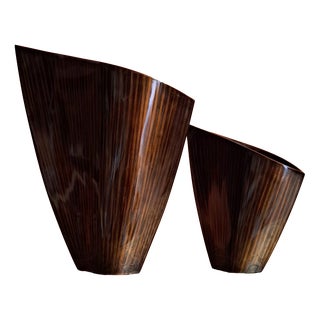 Avant Garde Wooden Vases, 1990s, Set of 2 For Sale