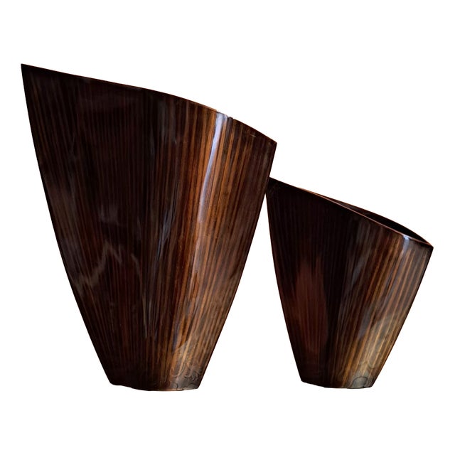 Avant Garde Wooden Vases, 1990s, Set of 2 For Sale