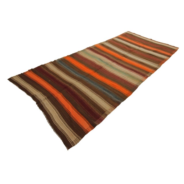 Contemporary 1960s Vintage Wool Turkish Kilim Rug- 5′2″ × 11′11″ For Sale - Image 3 of 6
