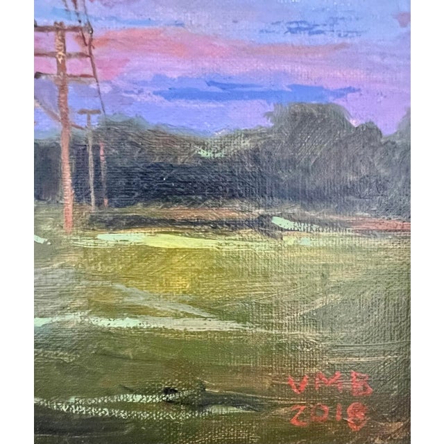 Impressionist Down the Road at Sunset Original Oil Painting Signed For Sale - Image 3 of 5