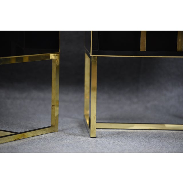 Italian Pair Nightstands in Wood , Black Color 1950s Style For Sale - Image 3 of 10