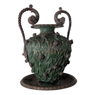 Italian Vase with Copper Base and Partial Silver Plating, 1890 For Sale