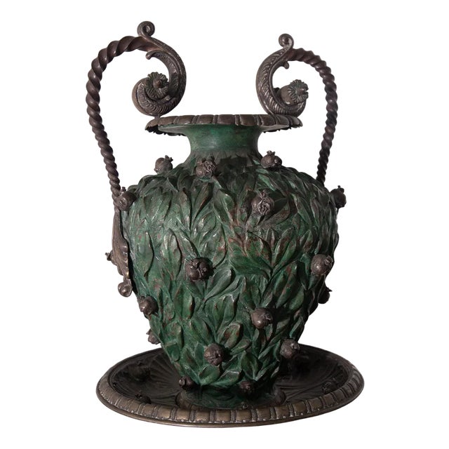 Italian Vase with Copper Base and Partial Silver Plating, 1890 For Sale