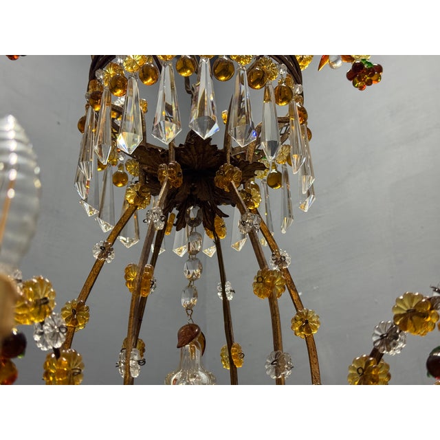Metal Large Italian Murano Glass Fruit and Floral Chandelier, 1950s For Sale - Image 7 of 18