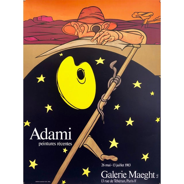 Valerio Adami, Italian Post Modern Pop Art Lithograph Vintage Poster Memphis Galerie Maeght, 1980 For Sale
