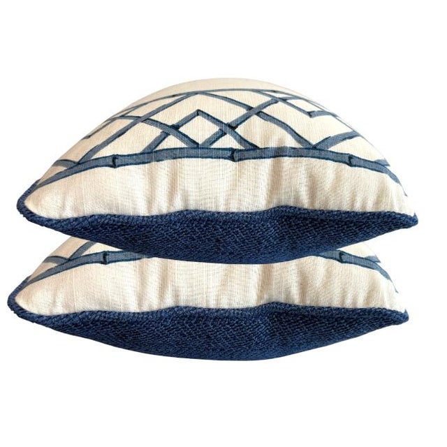 Pair of Kravet Lattice Lumbar Pillows For Sale In West Palm - Image 6 of 7