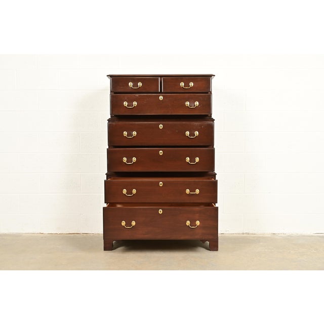 Harden Furniture Harden Georgian Solid Cherry Wood Seven-Drawer Highboy Dresser For Sale - Image 4 of 10