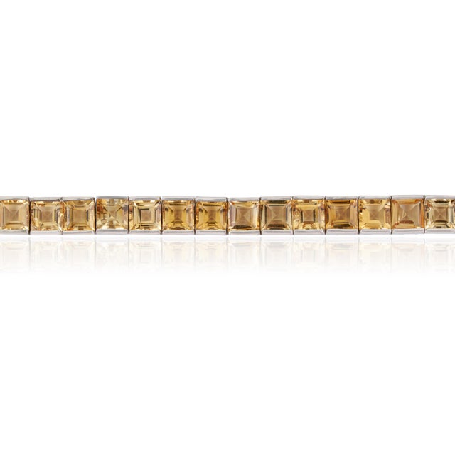 Metal Certified 20.98 Ct Natural Citrine Statement Tennis Bracelet in 925 Silver Handmade Jewelry For Sale - Image 7 of 13