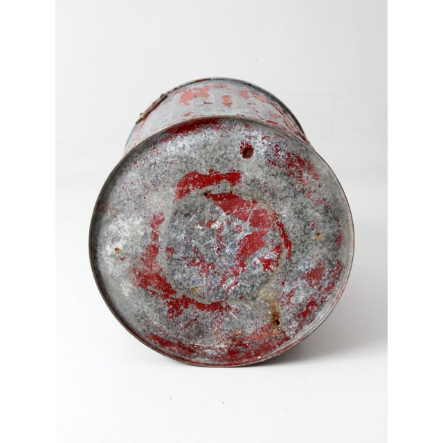 Antique Galvanized Utility Can With Red Paint For Sale - Image 16 of 17