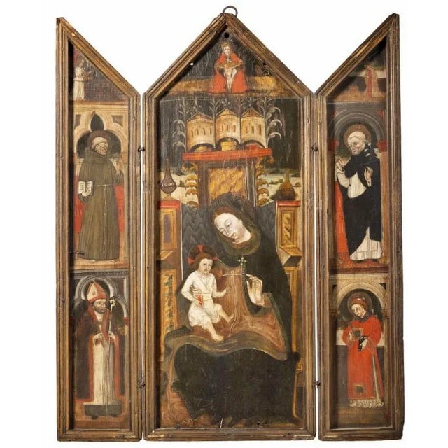 Important Triptic Florentine School (Italy) 16th Century For Sale - Image 3 of 5