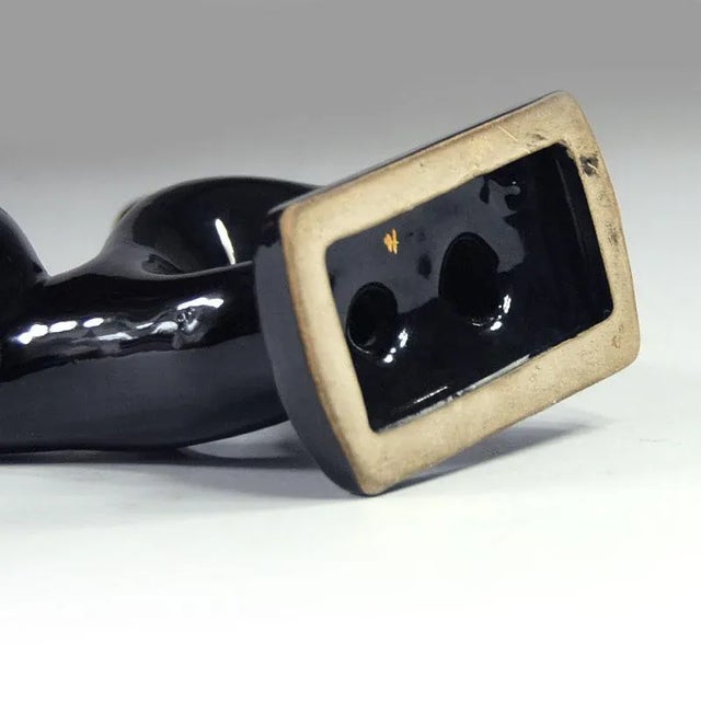 Ceramic Belgian Art Deco Ceramic Cat Figurine, 1930s For Sale - Image 7 of 8