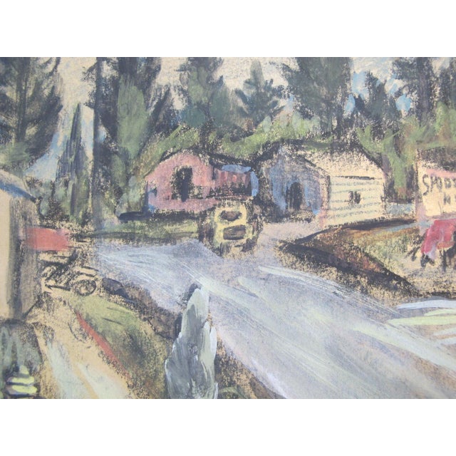 American Charles Heaney Oregon Casein on Board Painting Framed Art Oregon Street Scene For Sale - Image 3 of 5