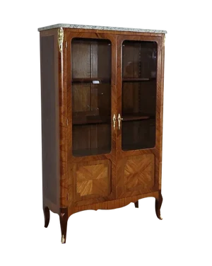 Small Louis XV or Louis XVI Transition Style Showcase Cabinet in Wood