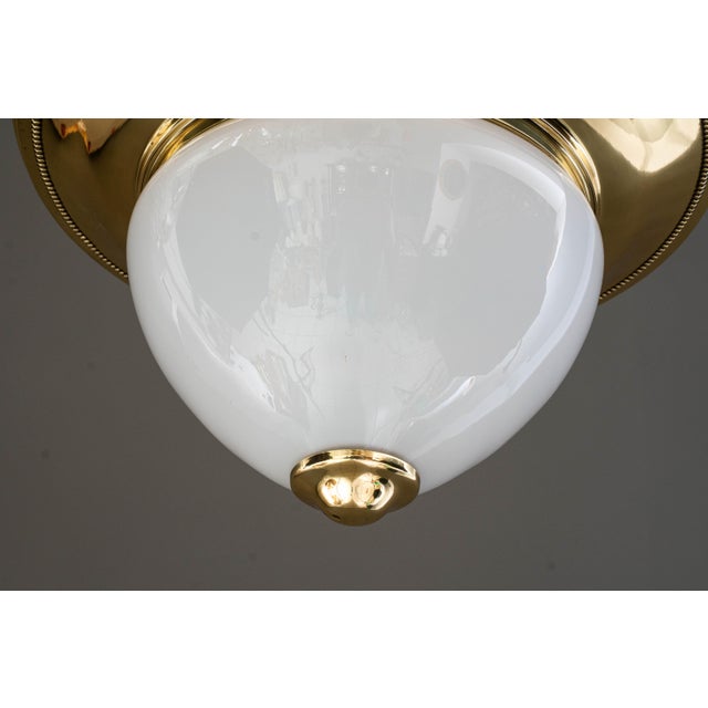 Large Art Deco Ceiling Lamp with Opal Glass Shade, Vienna, 1920s For Sale - Image 12 of 18
