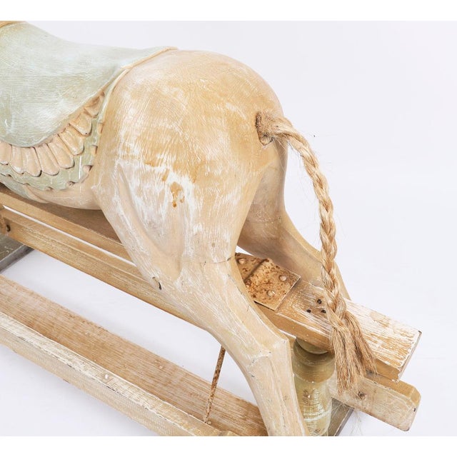 Mid-Century French Blond Polychromed Rocking Horse, 1940s For Sale - Image 11 of 13