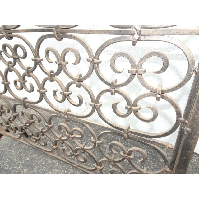 Black Vintage French Country Black Wrought Iron Fireplace Screen W Spear Tip Finials For Sale - Image 8 of 12